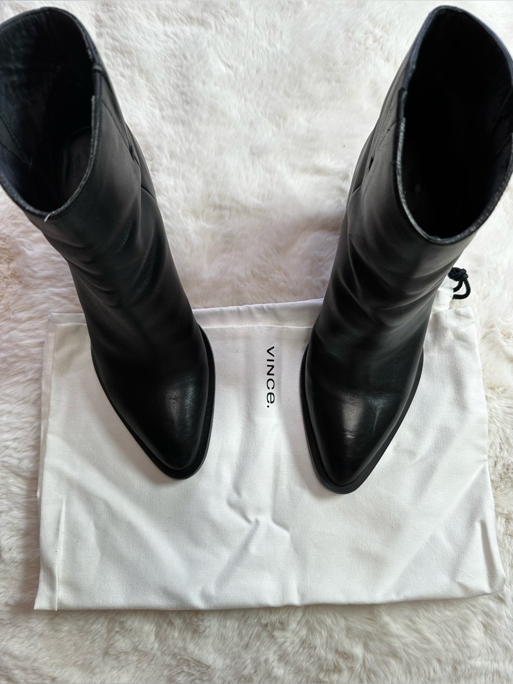 Vince Black Leather Heeled Boots